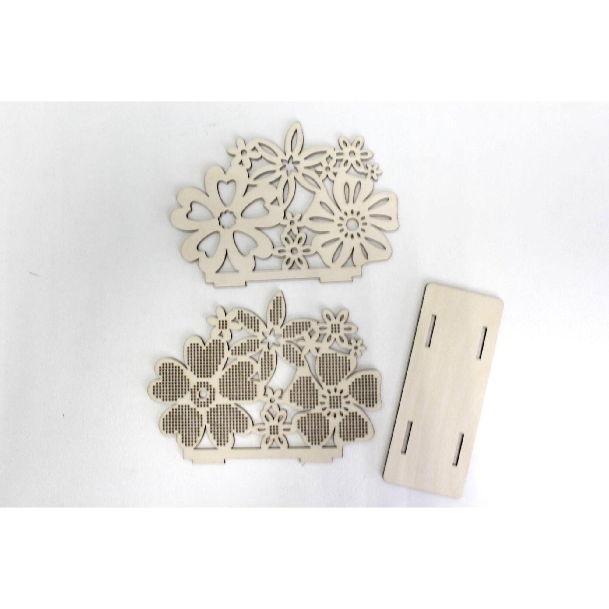 MP Studia Flower Meadow. Napkin Holder Cross Stitch On Wood Kit
